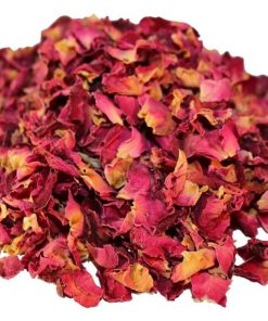 Rose petals cut and dried